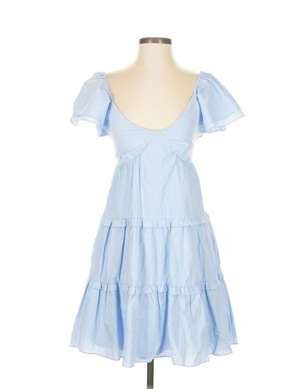 Love Bonito Blue Puff Sleeve Tiered Mini Dress Size XS/US2 | Cottagecore